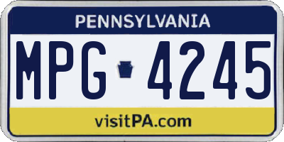 PA license plate MPG4245