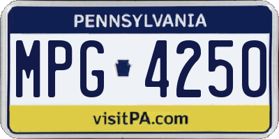 PA license plate MPG4250