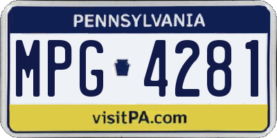 PA license plate MPG4281