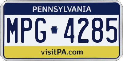 PA license plate MPG4285