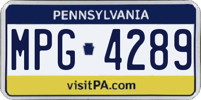 PA license plate MPG4289