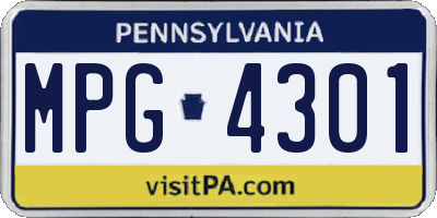 PA license plate MPG4301
