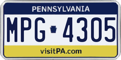PA license plate MPG4305