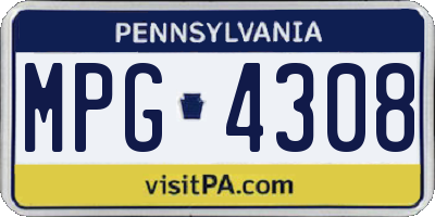 PA license plate MPG4308