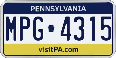 PA license plate MPG4315