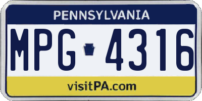 PA license plate MPG4316