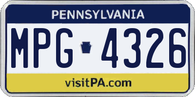PA license plate MPG4326