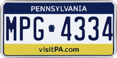 PA license plate MPG4334