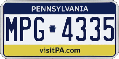PA license plate MPG4335