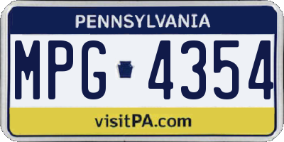 PA license plate MPG4354