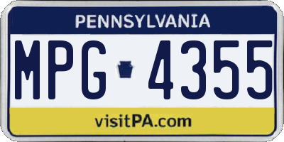 PA license plate MPG4355