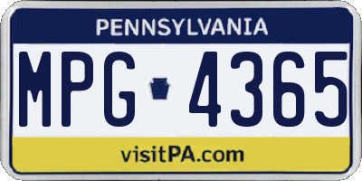 PA license plate MPG4365
