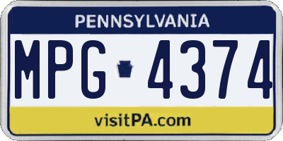 PA license plate MPG4374