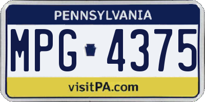 PA license plate MPG4375