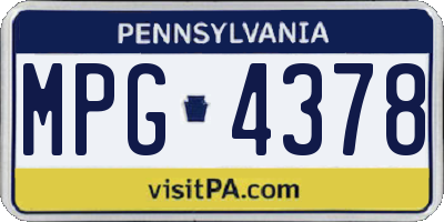 PA license plate MPG4378