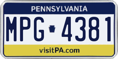 PA license plate MPG4381