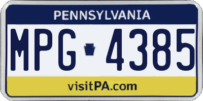 PA license plate MPG4385