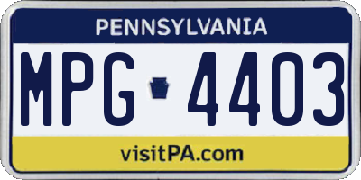 PA license plate MPG4403