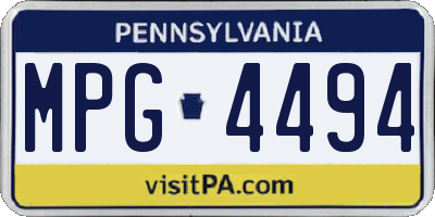 PA license plate MPG4494