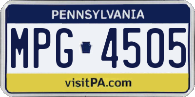 PA license plate MPG4505