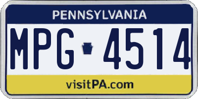 PA license plate MPG4514