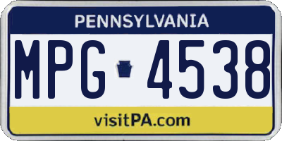 PA license plate MPG4538