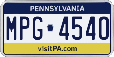 PA license plate MPG4540