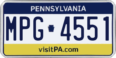 PA license plate MPG4551
