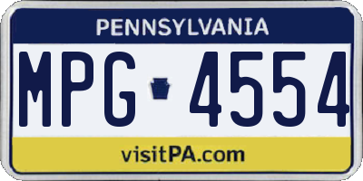 PA license plate MPG4554
