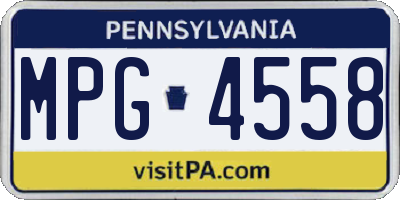 PA license plate MPG4558