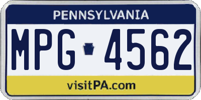 PA license plate MPG4562