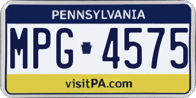 PA license plate MPG4575