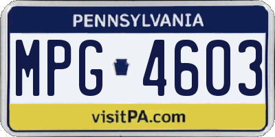 PA license plate MPG4603