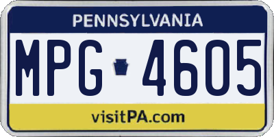 PA license plate MPG4605