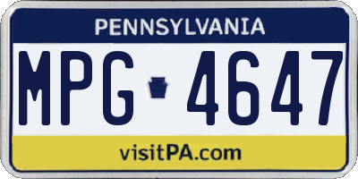 PA license plate MPG4647