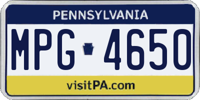 PA license plate MPG4650