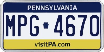 PA license plate MPG4670