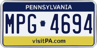 PA license plate MPG4694