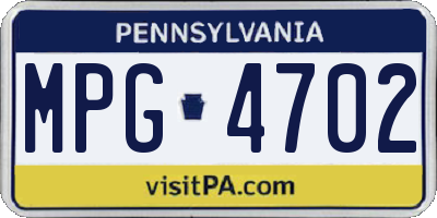 PA license plate MPG4702