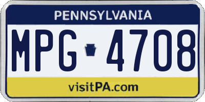 PA license plate MPG4708