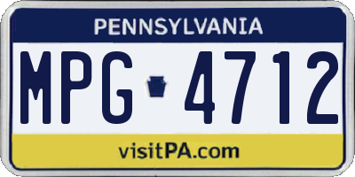 PA license plate MPG4712