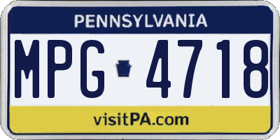PA license plate MPG4718