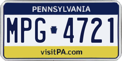 PA license plate MPG4721
