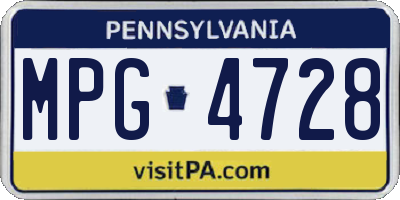 PA license plate MPG4728