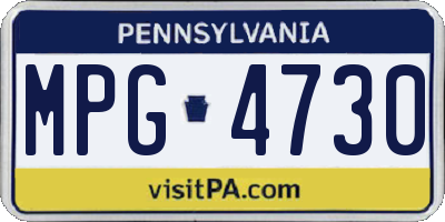 PA license plate MPG4730