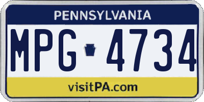PA license plate MPG4734
