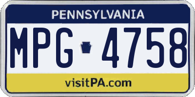 PA license plate MPG4758