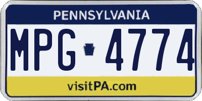 PA license plate MPG4774