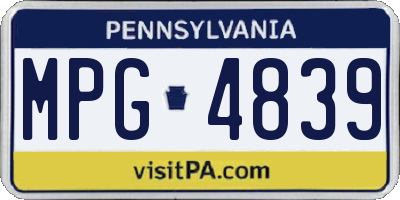 PA license plate MPG4839