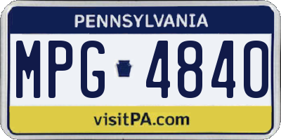 PA license plate MPG4840